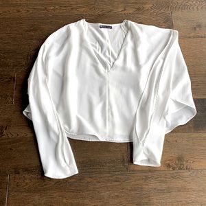 Zara cropped crepe blouse with slitted sleeves